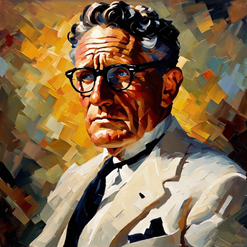 Weary Man in White Suit: Impressionistic Oil Portrait