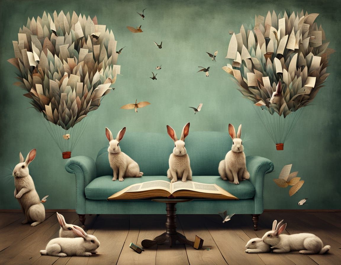 Paper Bunnies Leap from Fantasy Book
