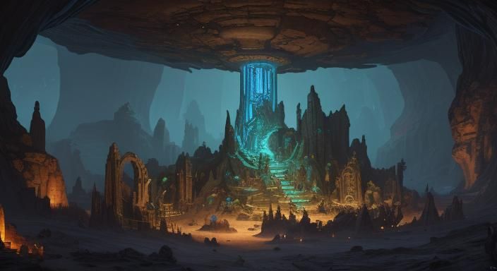 Underground Vault of Alien Artifacts: Fantasy Concept Art