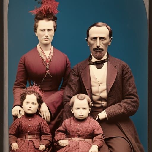 Freakish Family Portrait in Chromolithography Style