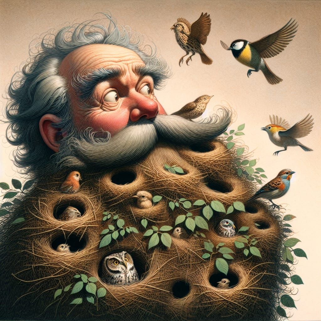 There was an Old Man with a beard,
Who said, "It is just as I feared!—
Two Owls and a Hen,
Four Larks and a Wren,
Have a...