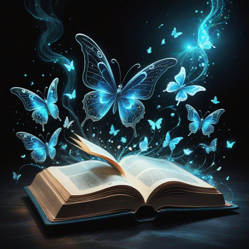 Whimsical Fantasy Grimoire Unfolds with Bioluminescent Butte...