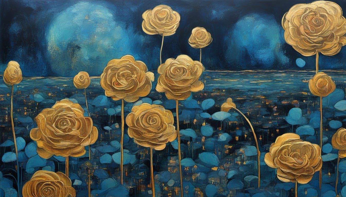 Abstract Cyberpunk Landscape Painting