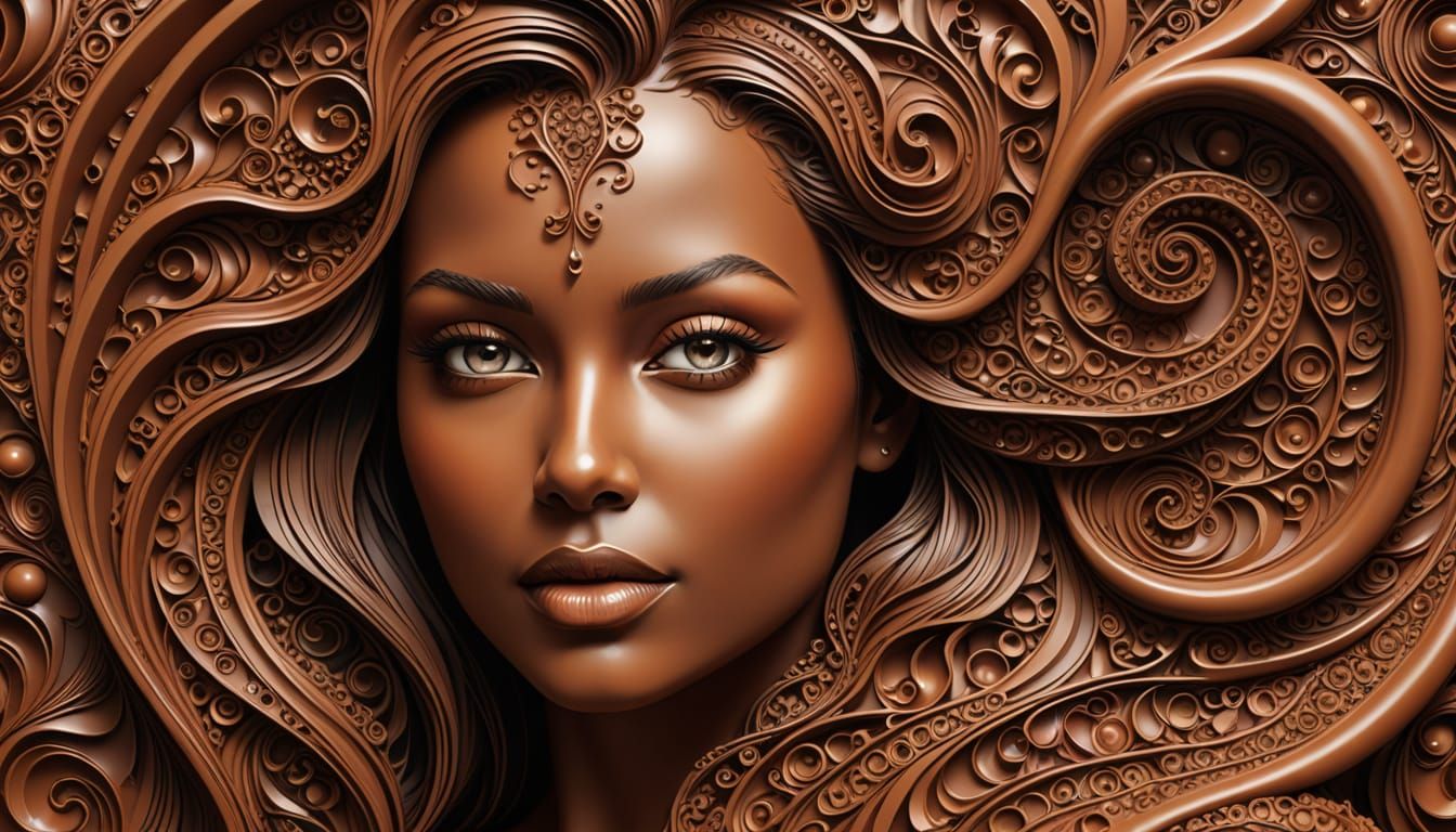 Vibrant Chocolate Portrait of a Beautiful Woman