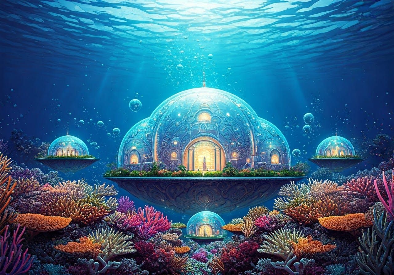 Underwater City in Art Nouveau Style