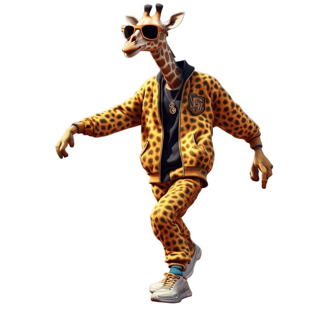 Hip Hop Giraffe in Jogging Suit: Detailed Digital Painting