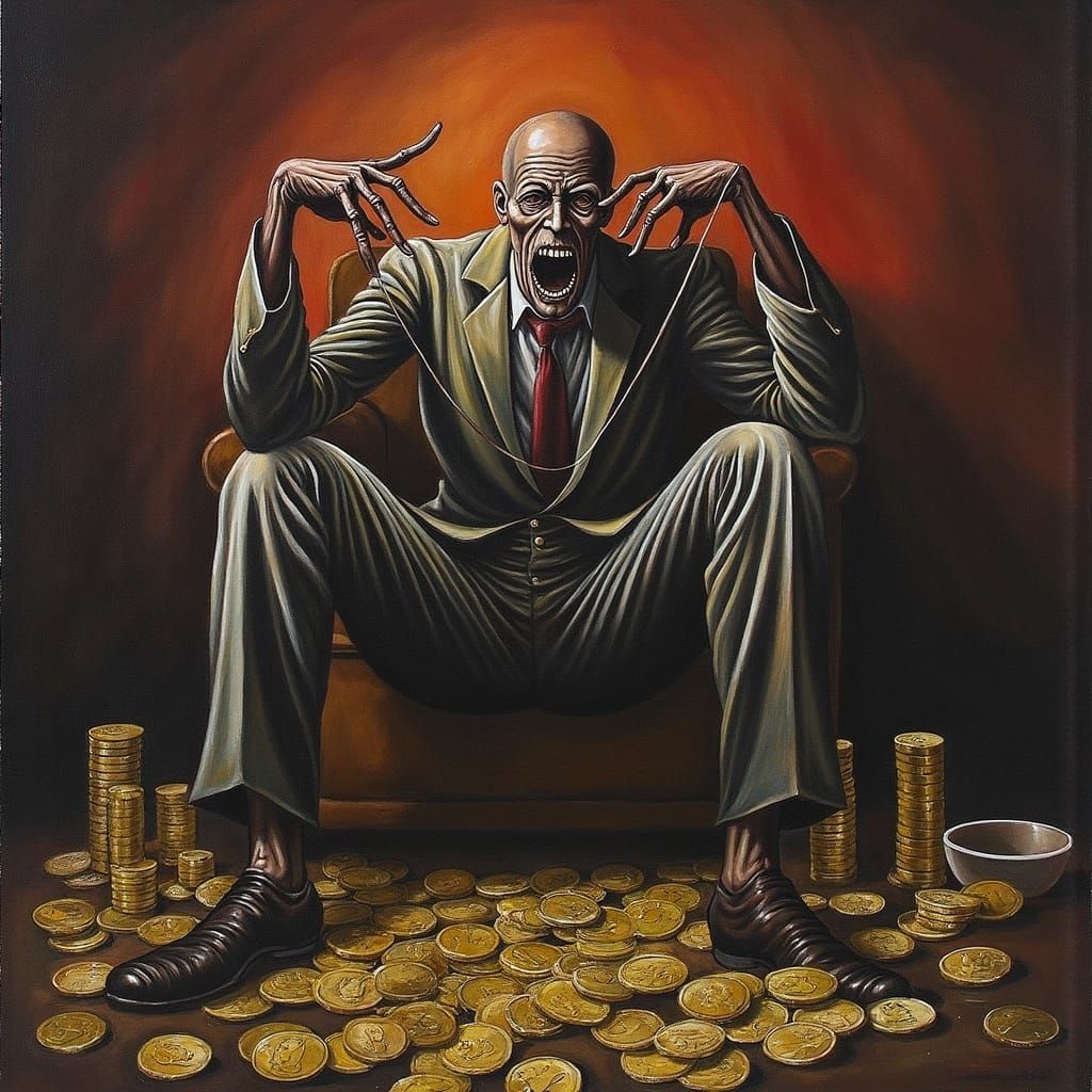 Greedy Figure Portrait in Surreal Biomechanical Style