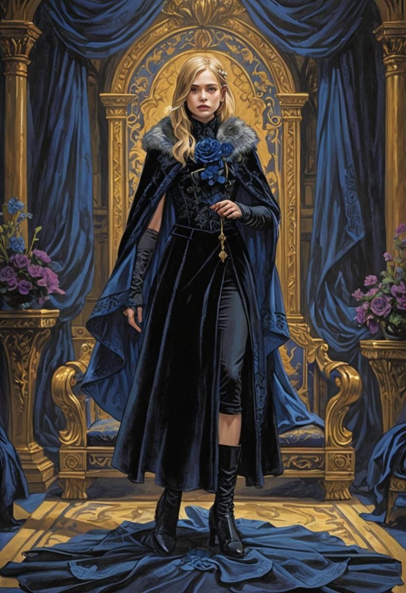 Fleur Delacour in Opulent Throne Room, Dark Fantasy Art