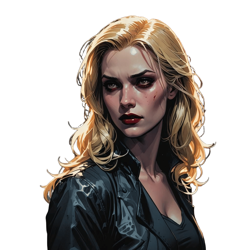 Elegant Vampire in Alley, Comic Book Art