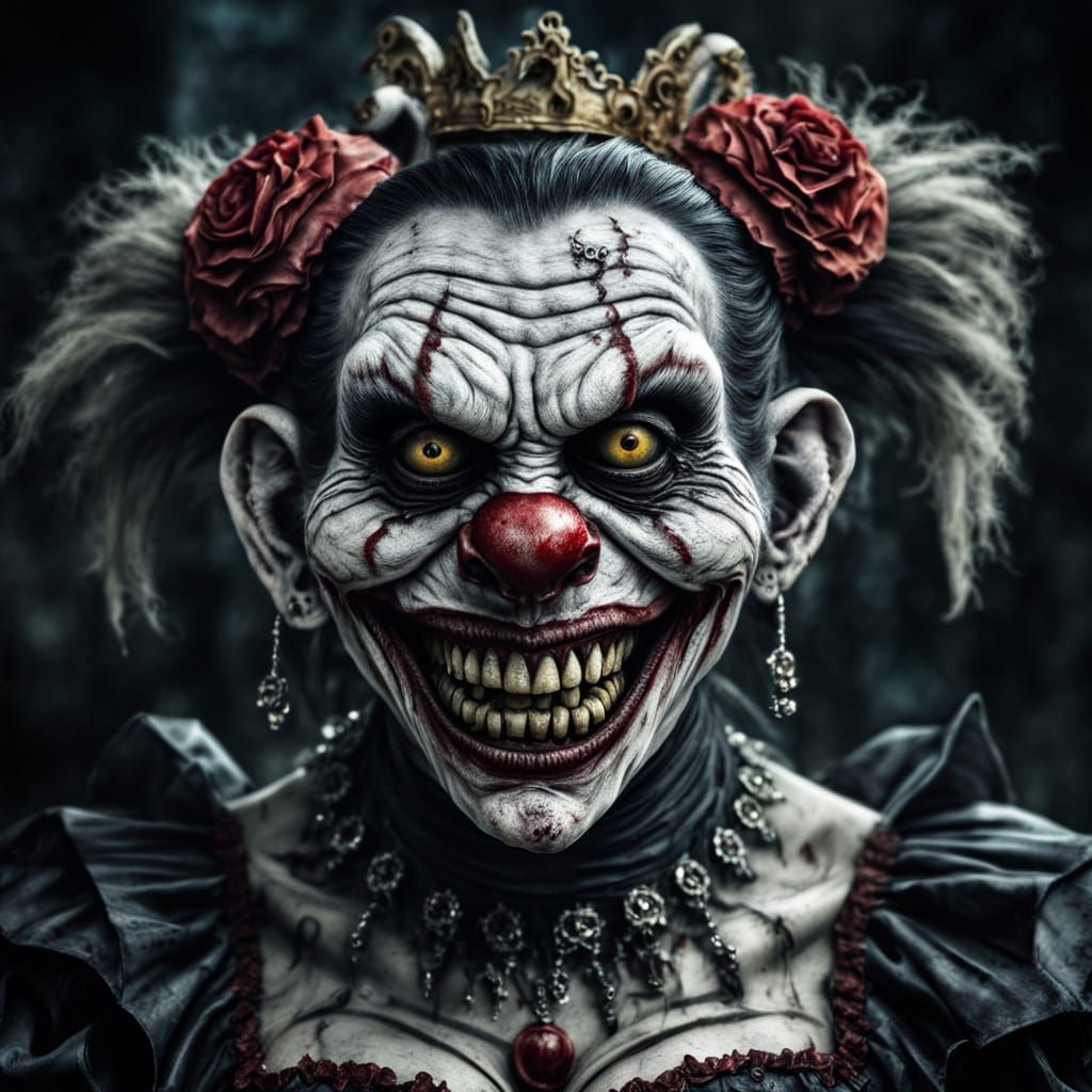 Gothic Female Zombie Clown with a Massive Bosom