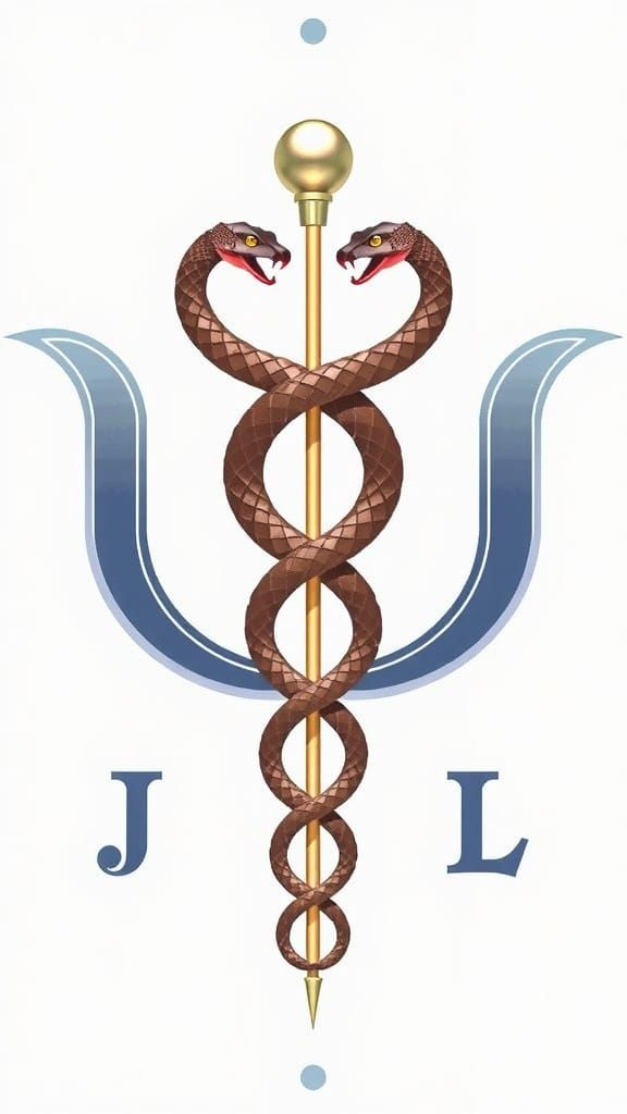 Intricate Snake Logo with Psi Symbol in 3D Style