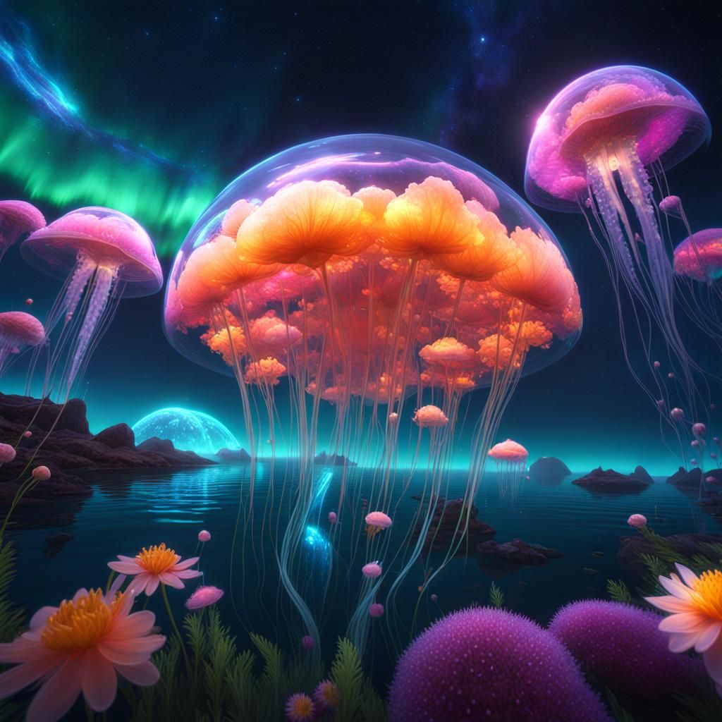 Nebula Flower Cove Inside Jellyfish: 3D Game Cinematic
