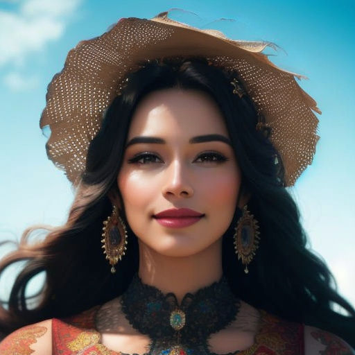 Woman With Hair Blowing in Wind, Vivid Colors