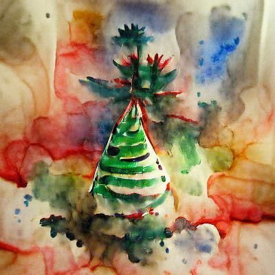 Watercolor Christmas Tree Festive Holiday Art