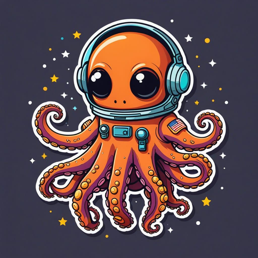 Octopus Astronaut in Bold Cartoon Style