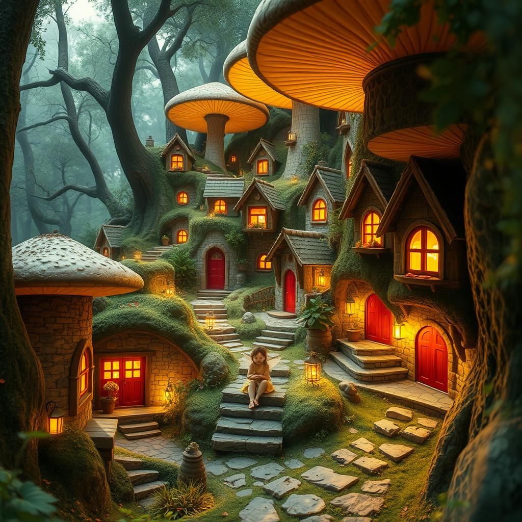 Enchanting Fairy Village in Mystic Forest