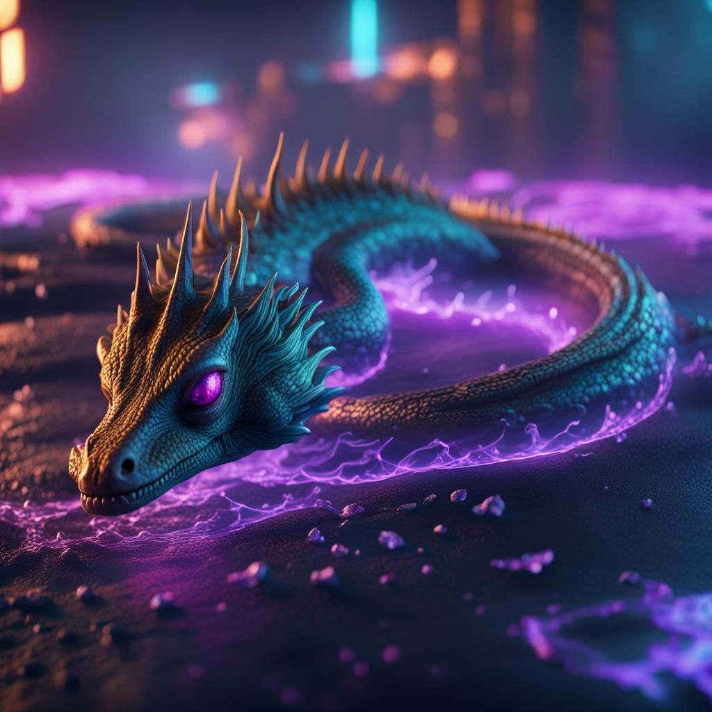 Cyberpunk Basilisk in Ultraviolet Lighting