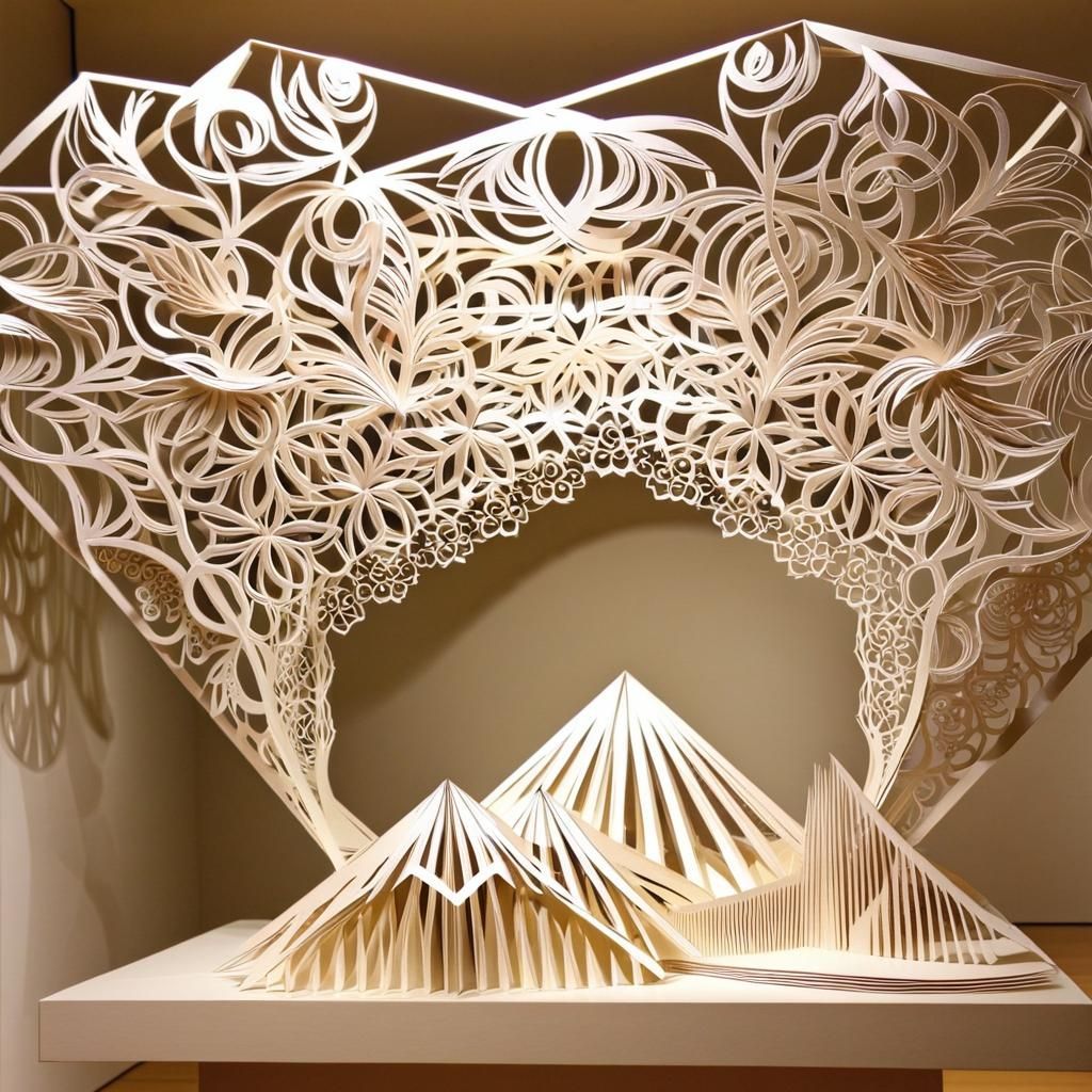 Intricate Kirigami Art in Modern Museum