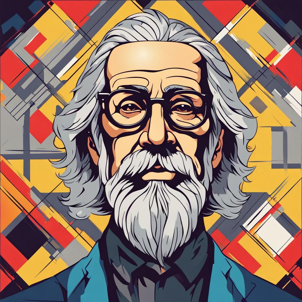 Cartoon of a Wise Man in Pop Art Style