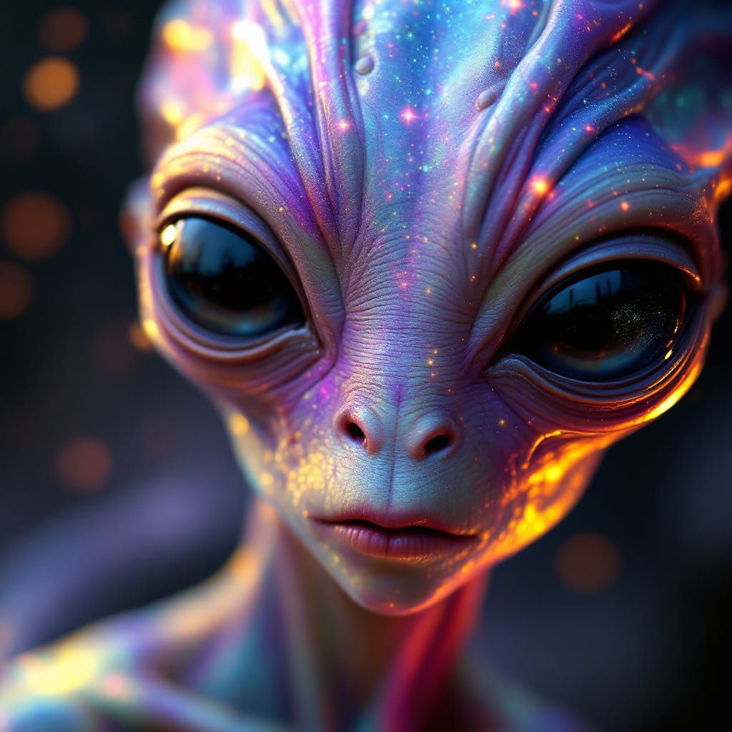 Hyperrealistic Alien Portrait with Many Eyes