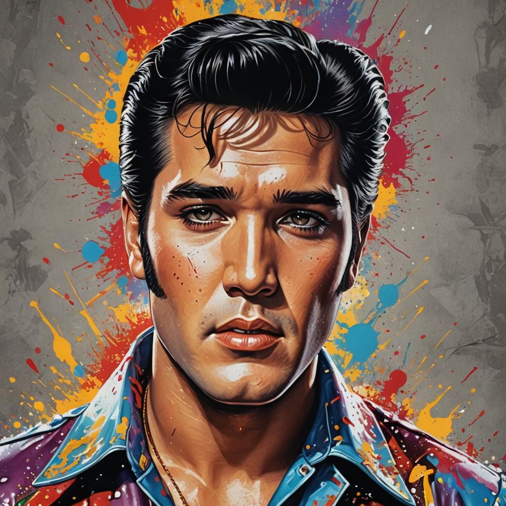 Elvis Presley Headshot Poster in Hyperrealistic Style