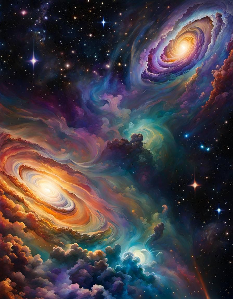 Psychedelic Ghost Rider Galaxy in Geometric Fauvism