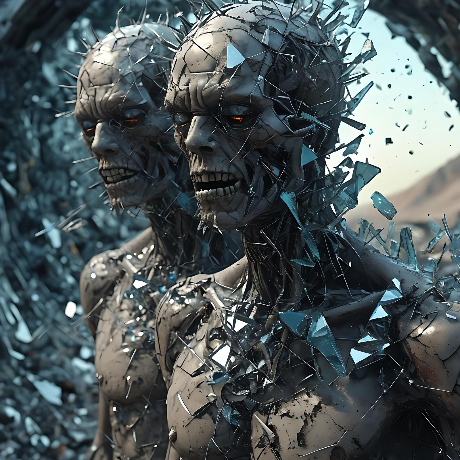 Three-Headed Mutant in Broken Glass World