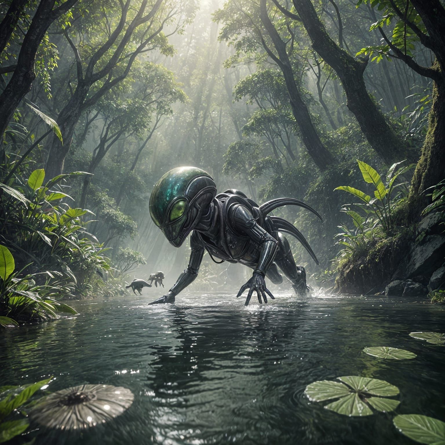 Alien Swims in Earth River