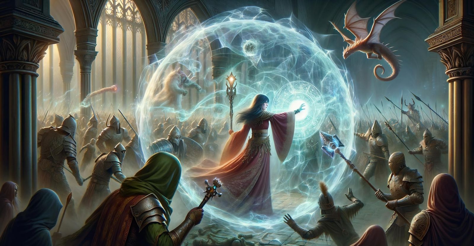 Cleric Casting Antilife Shell Spell on Battlefield