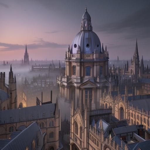 Oxford Rooftops in Detailed Matte Painting Style
