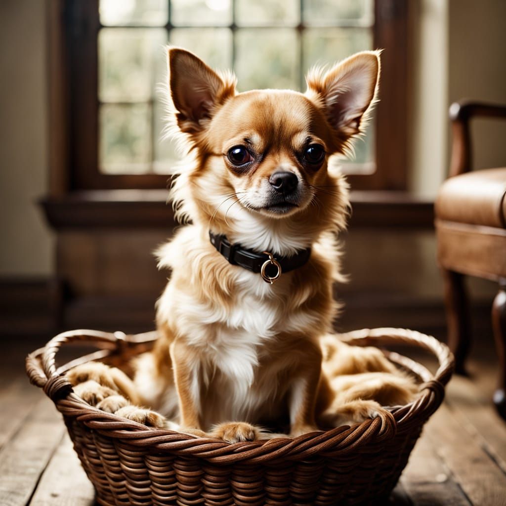 Surreal Portrait of a Chihuahua in Warm, Natural Light