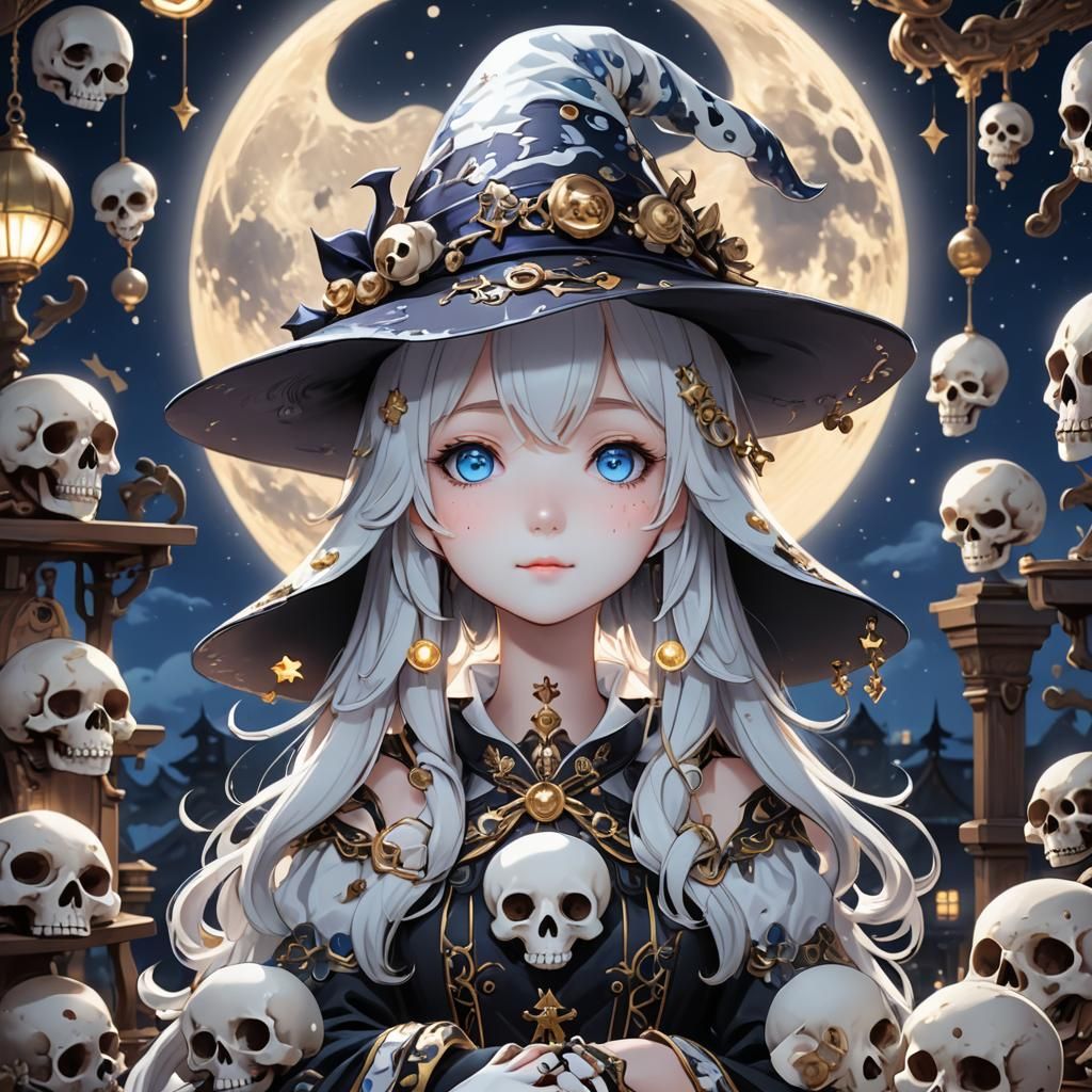 Cinnamoroll with Witch Hat in Anime Style