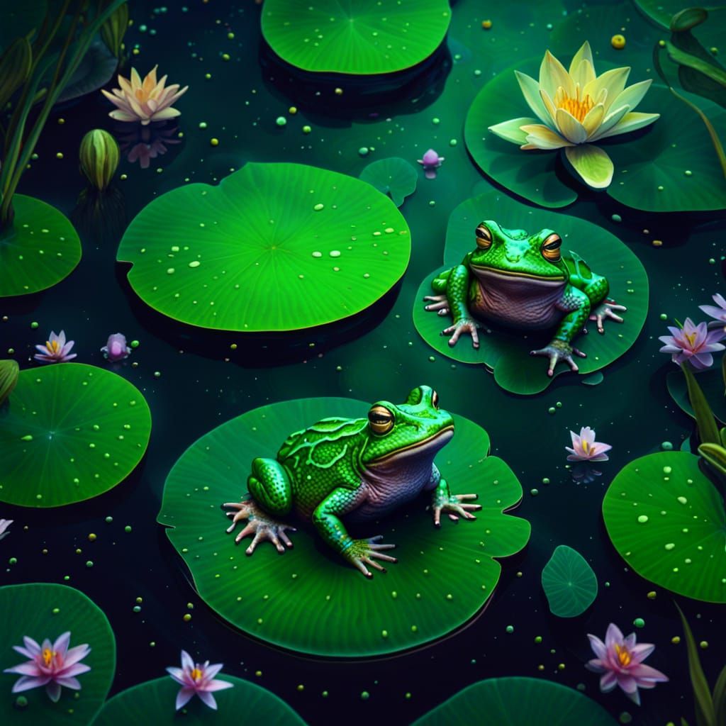 Toads on Lily Pads in Deep Space Galaxy