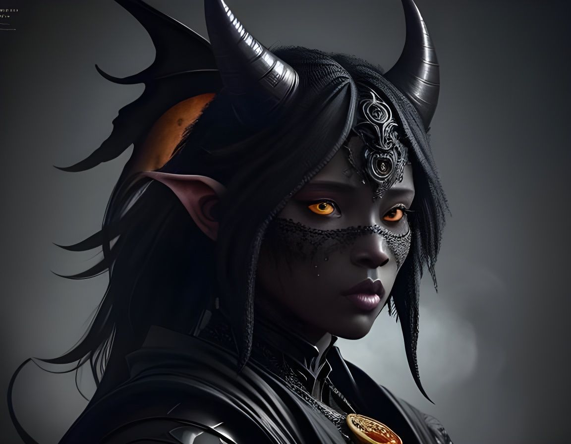 Grotesque Black Winged Creatures in Art Nouveau Style