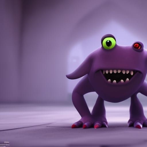 Friendly Monster in Pixar Style 3D Art