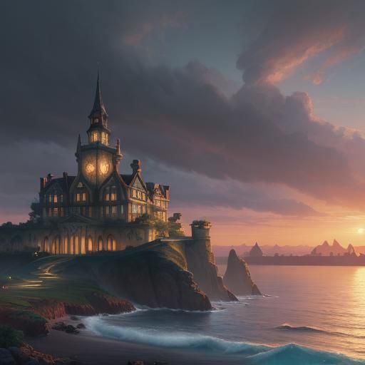 Sky Violin Landscape: Detailed Matte Painting