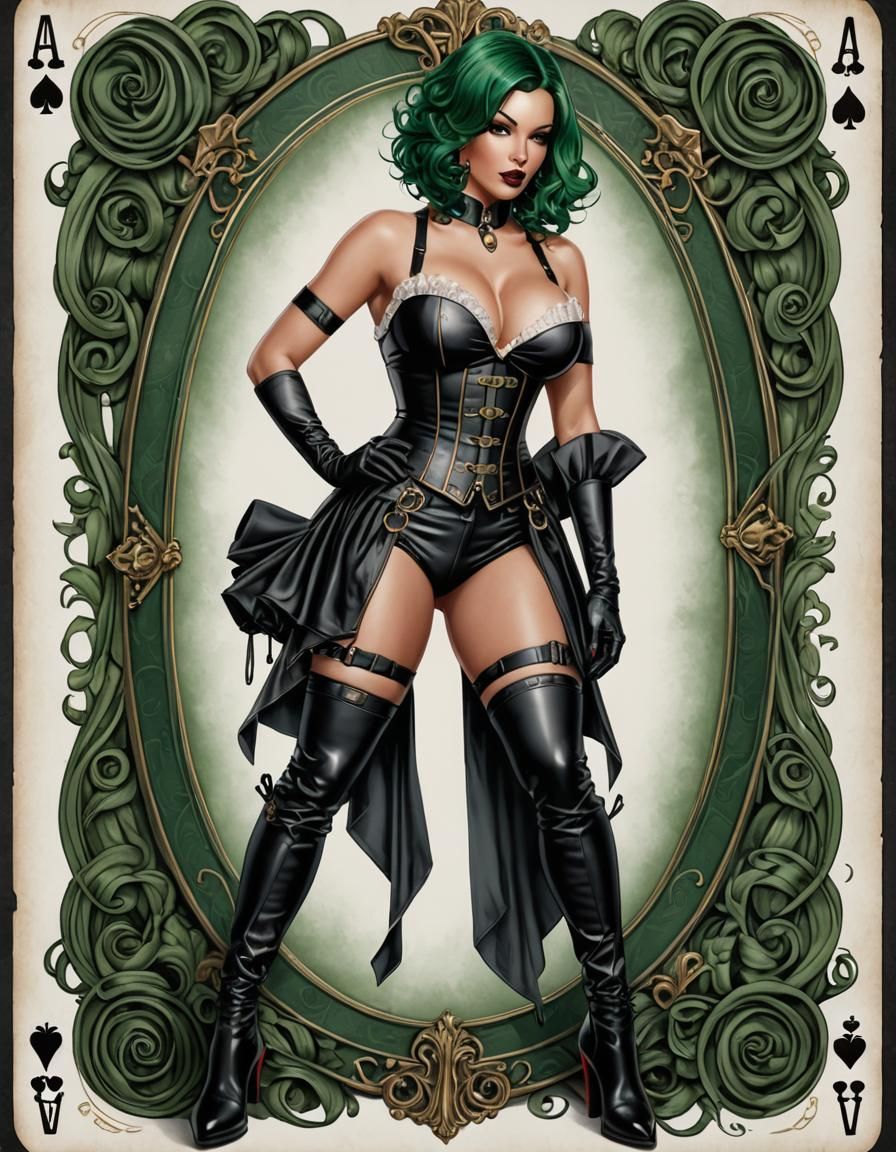 Ace of Clubs Card with Pinup Girl in Hyperrealism