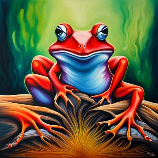 Psychedelic Frog on a Mushroom Trip: Graffiti Art