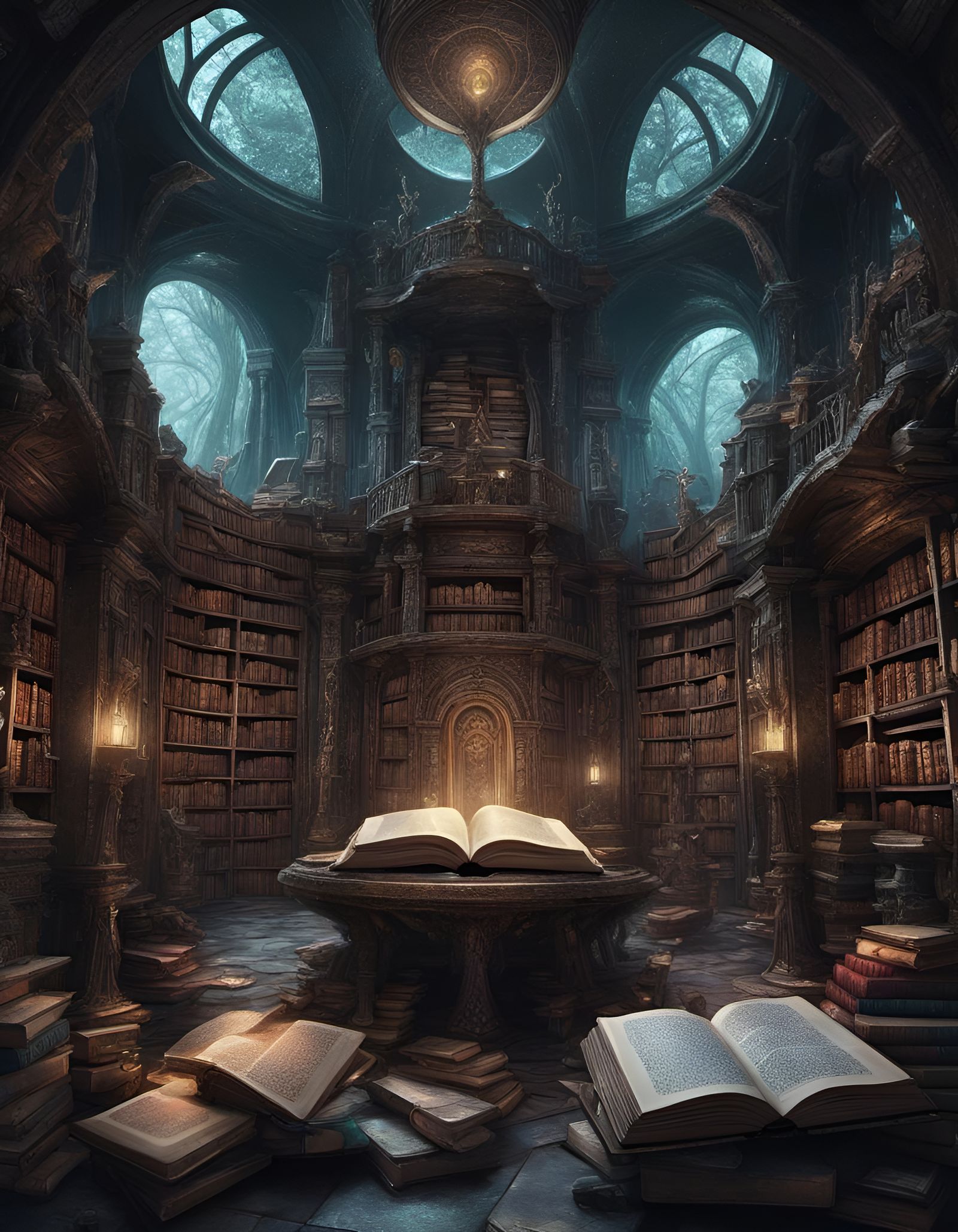 Elven Library with Multidimensional Portals