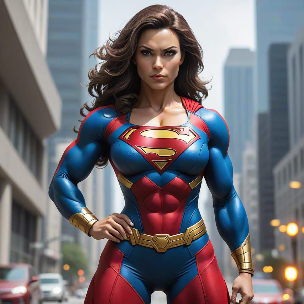 Curvaceous Muscular Superwoman: AI Generated Hero