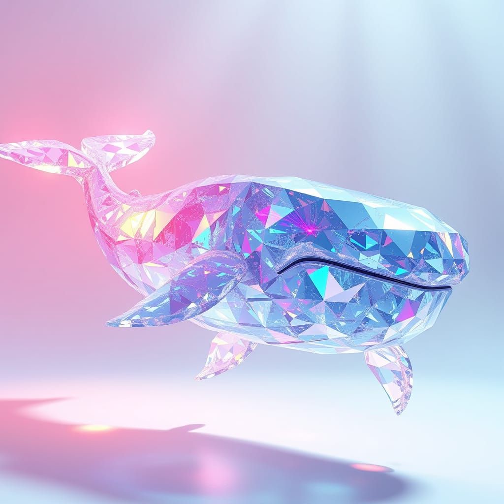 Ethereal Diamond Whale in 3D Anime Style
