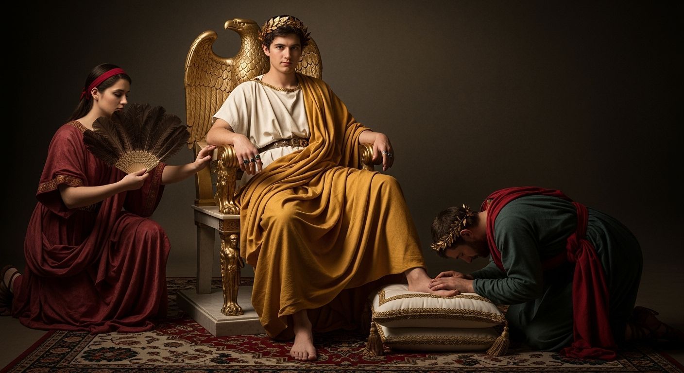 Young Emperor on Eagle Throne, Baroque Style Photography