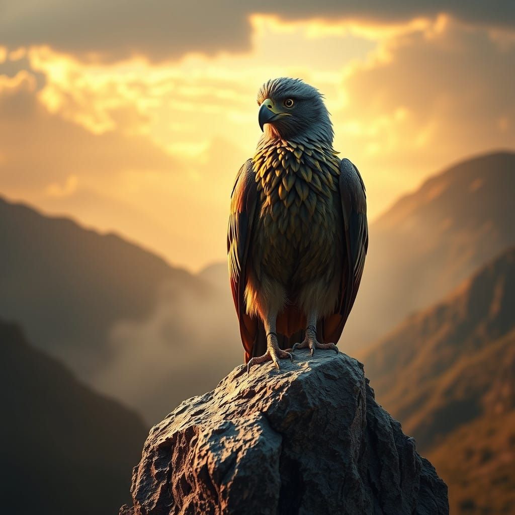 Regal Bird Perched on Weathered Outcropping