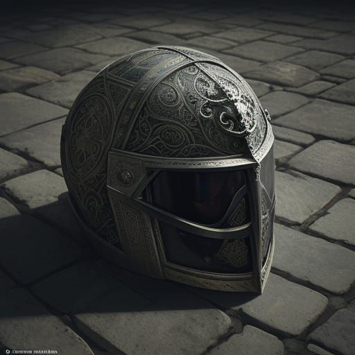 Medieval Knight's Ornate Shield in Dramatic, High-Contrast L...