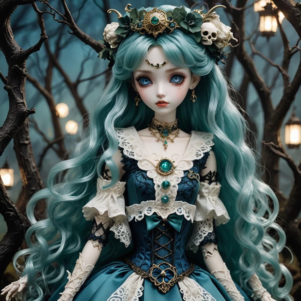 Ethereal Gothic BJD Doll: Sailor Neptune in Forest