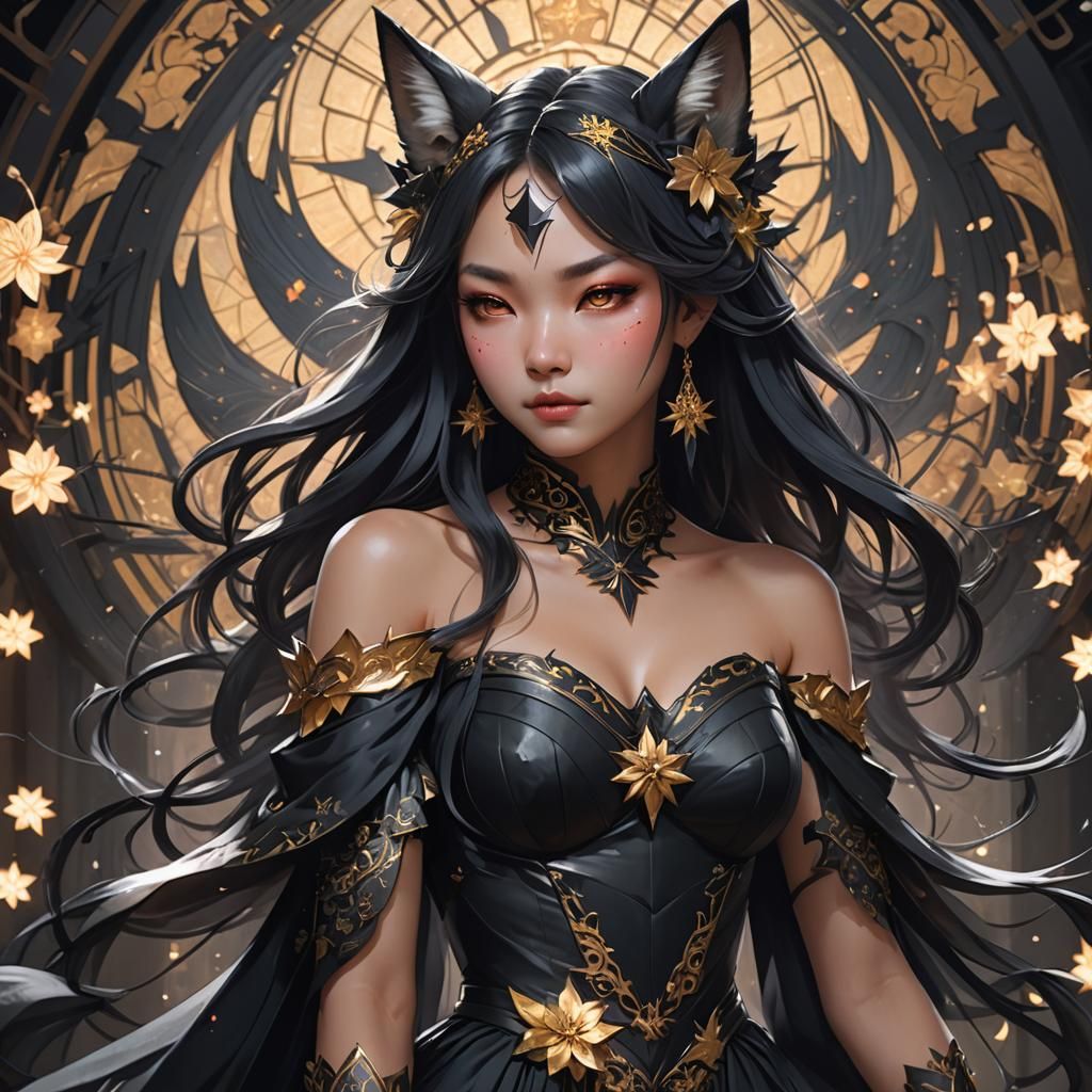 Kitsune Fairy Princess Portrait in Hyperdetailed Style