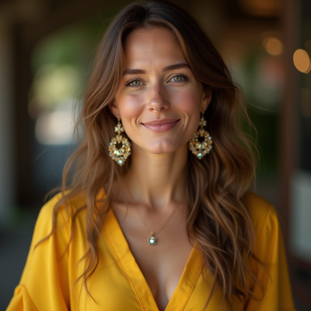 European Woman in Yellow Summer Dress