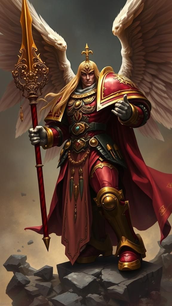 Sanguinius Wielding Ornate Spear with Angelic Wings