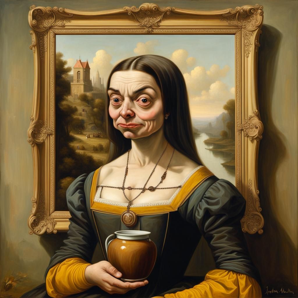 Mr. Bean Gioconda Hybrid in Oil on Canvas