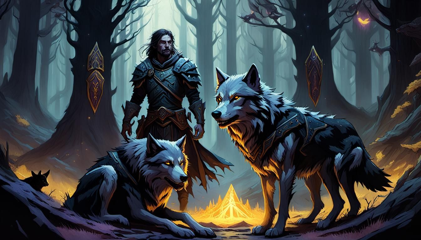 Wolf-Raised Human's Victory in Dark Fantasy Art